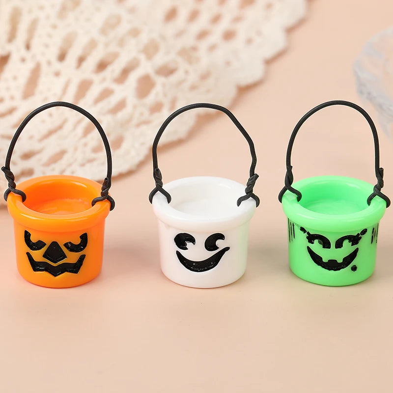 4Pcs Fashion Halloween Charms 3D Resin Basket Necklace Keychain Pendant DIY Making Accessories