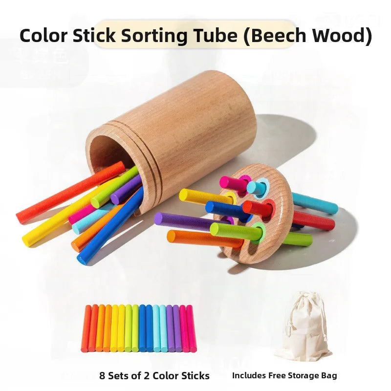 Montessori Wooden Early Education Toys for Babies 0-3 Years Rainbow Color Shape Matching Building Blocks for Intellectual