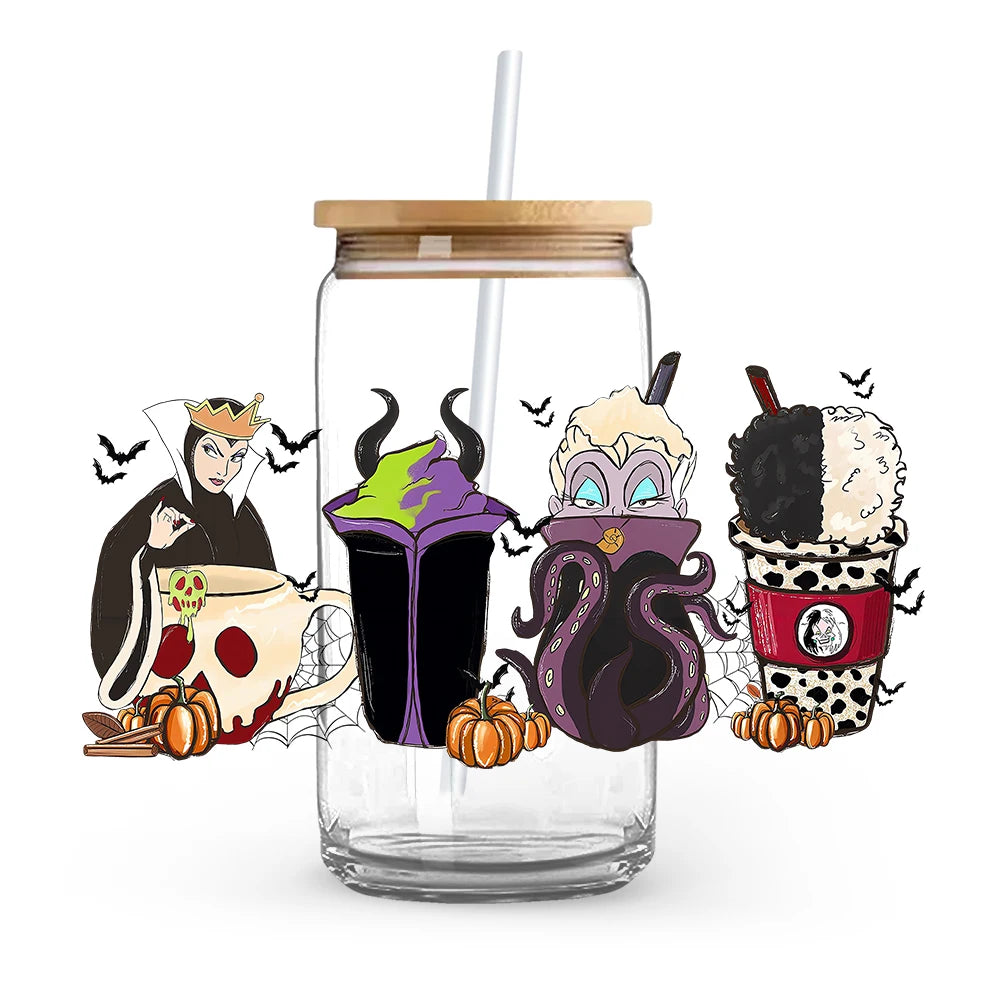 Princess Stitch Mickey Halloween Trick Treat Souvenir UV DTF Cup Wrap Self-Adhesive Individualized Cup Adornments