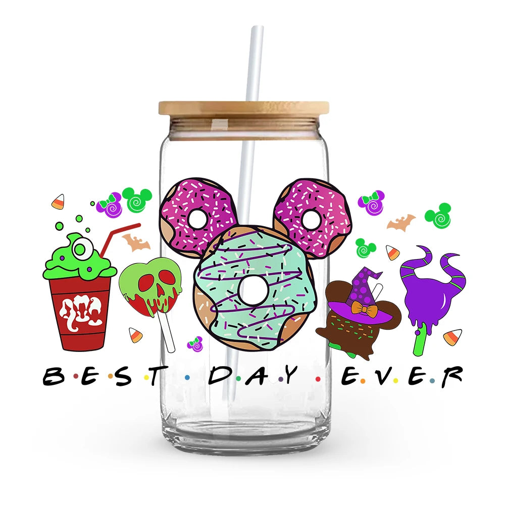 Princess Stitch Mickey Halloween Trick Treat Souvenir UV DTF Cup Wrap Self-Adhesive Individualized Cup Adornments