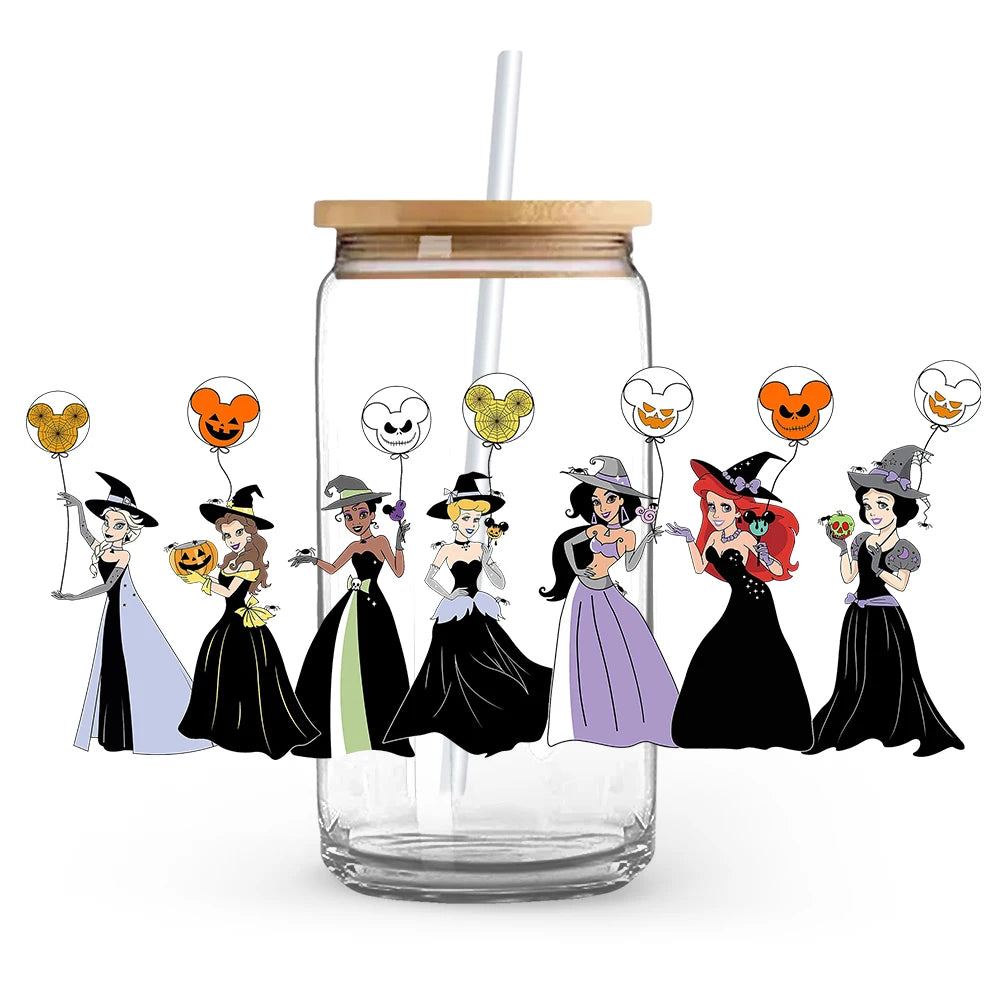 Princess Stitch Mickey Halloween Trick Treat Souvenir UV DTF Cup Wrap Self-Adhesive Individualized Cup Adornments
