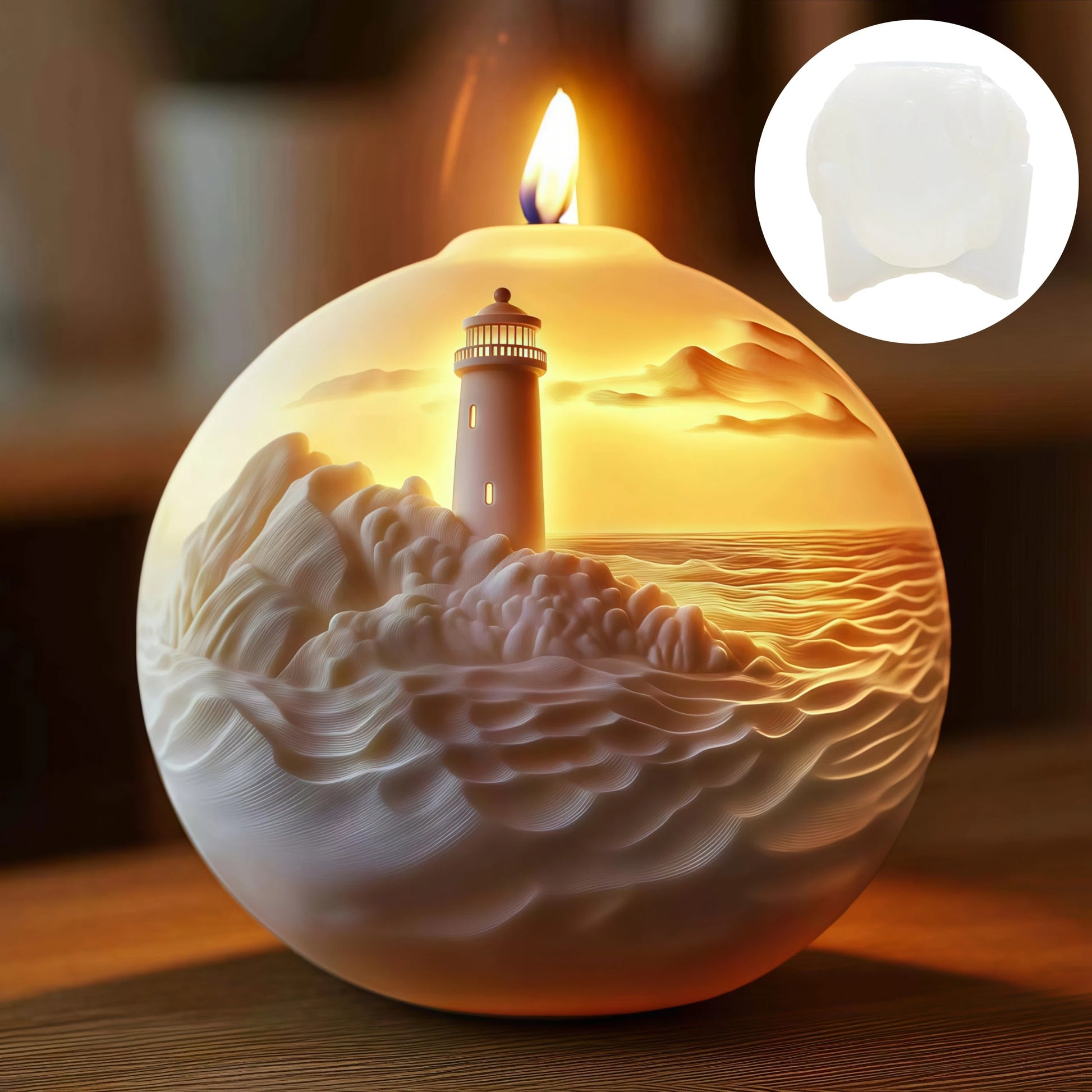 Rural villa relief spherical candle silicone mold house relief resin mould Halloween magic castle gypsum molds Christmas gift