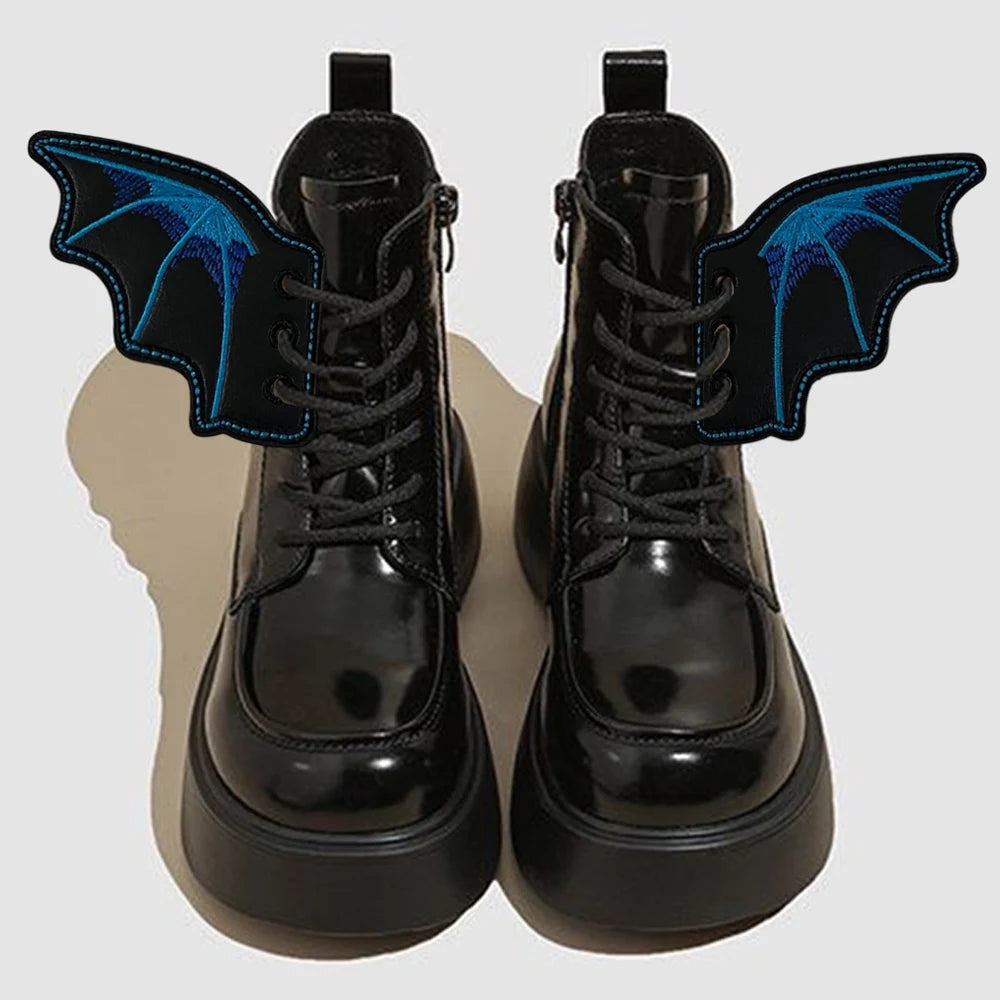 1Pair Angel Wing Shape Girls Boot Skate Shoes DIY Decorations Sneaker Clothing Shoelaces Decoration Punk Emo Style Halloween