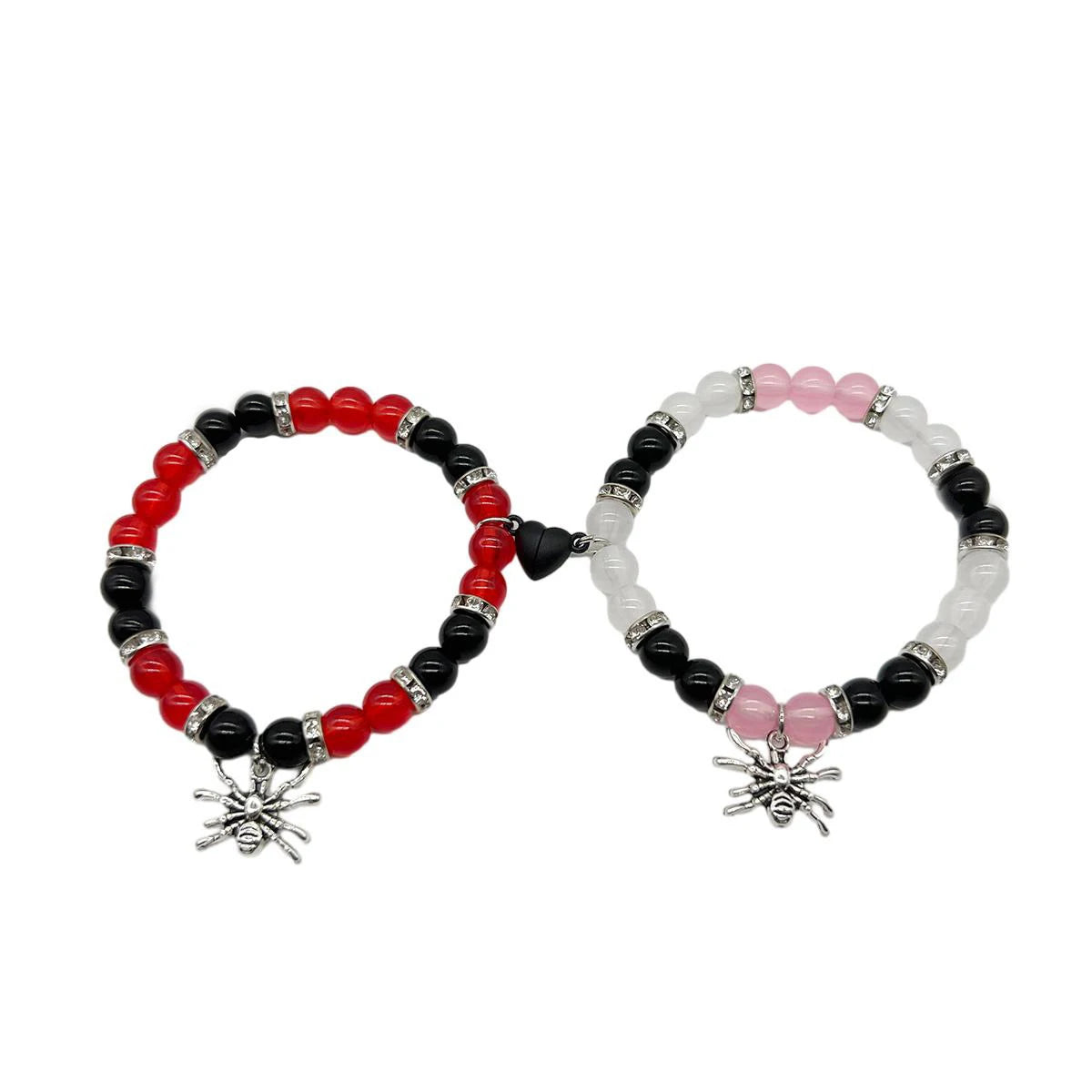 2Pcs Halloween Spider Bracelet For Women Men Magnetic Heart Couple Personality Bangles Lover Festive Jewelry Accessories Gifts