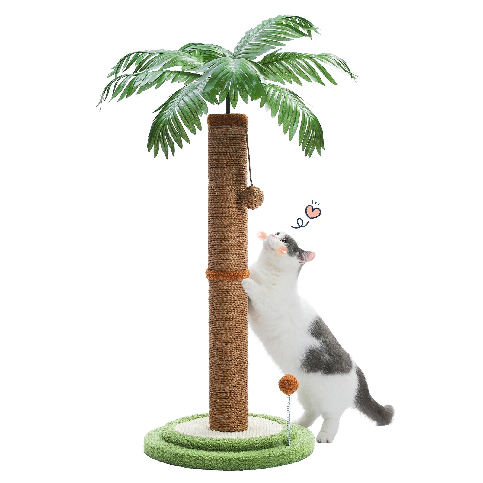 Cat Scratching Post with Spring Ball, Tall Cat Scratcher for Indoor Cats, Sisal Cat Scratch Post with Hanging Ball, Kitten Toys