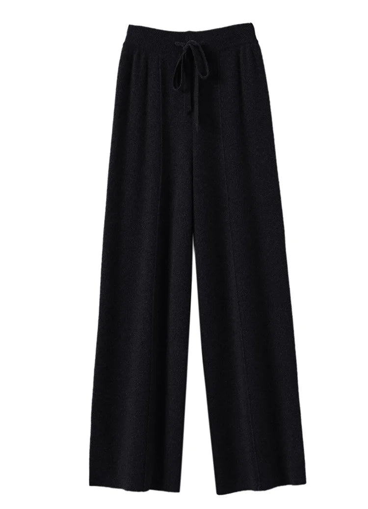 Autumn  New Korean Version Women's High-waisted Warm Knitted Wide-leg Straight-leg Pant Women's Solid-color Loose Wide-leg Pants