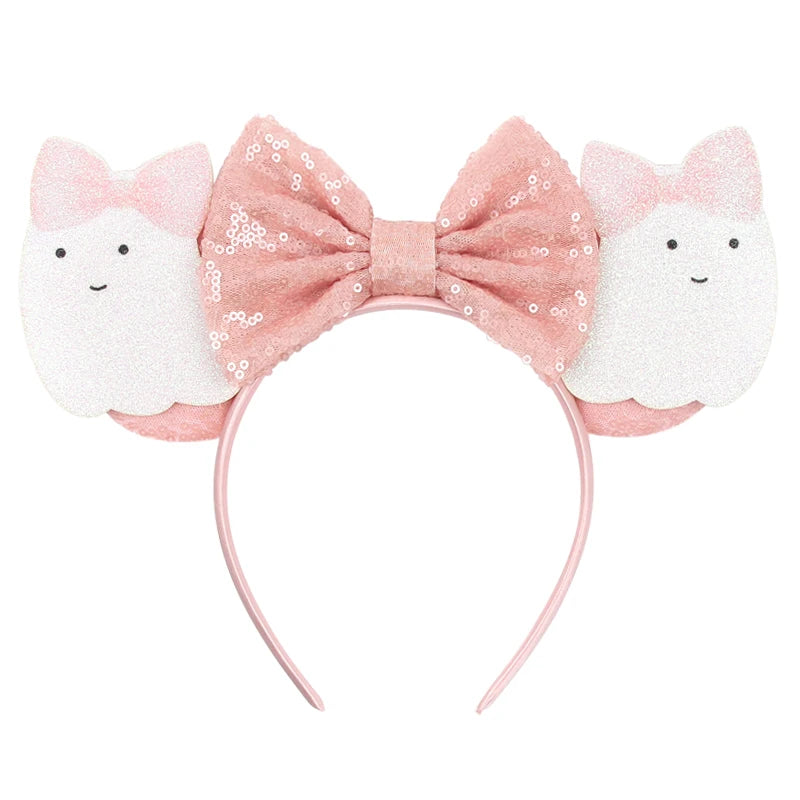 2025 Pirate Mickey Mouse Headband Bat Pumpkin Sequin Bow Halloween Disney Ears Hairband Festival Party Cosplay Hair Accessories
