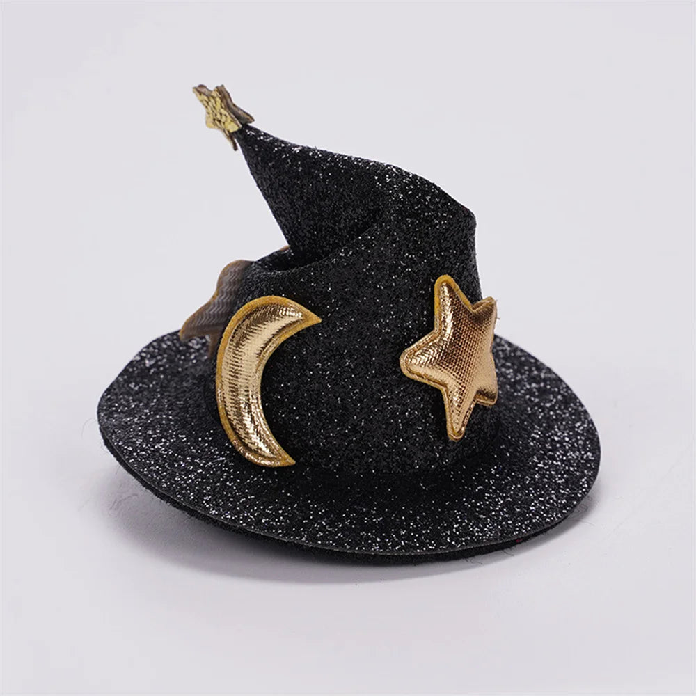 1Pc Cute Children Glitter Halloween Hairpins Mini Witch Hat Hair Clips Party Festival Headdress Halloween Cosplay Costume Props