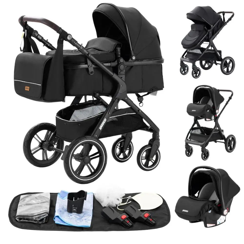 New Luxury Baby Stroller 3 in 1 Portable Travel Baby Carriage Fold Pram High Landscape Aluminum Frame Newborn Infant Stroller