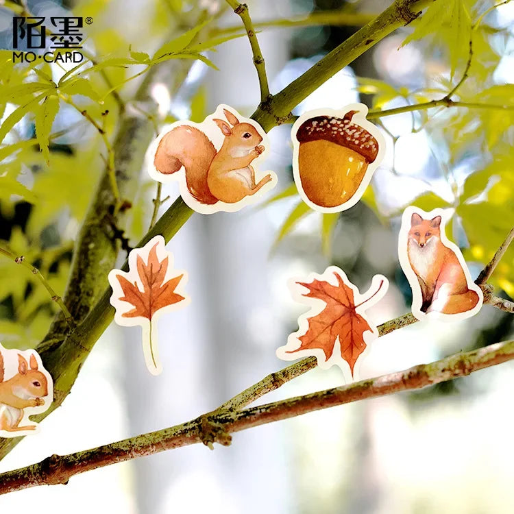 Autumn forest animals Decoration Adhesive Stickers Diy Cartoon Stickers Diary Sticker Scrapbook Kawaii Stationery Stickers