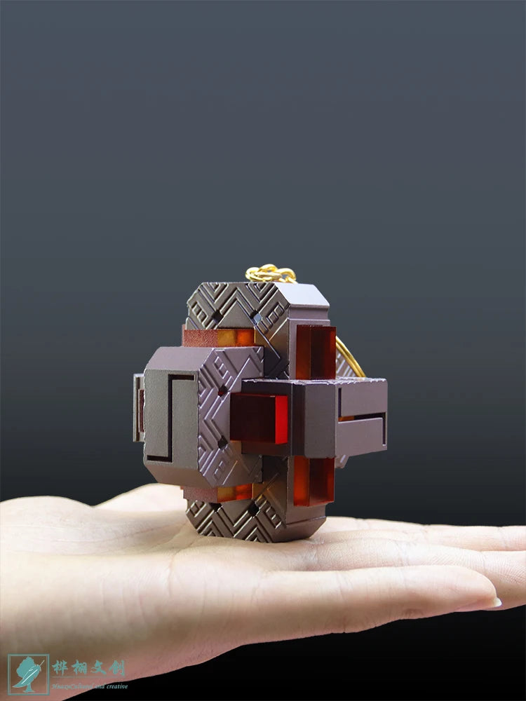 Anime Genshin Impact Zhong Li Element Keychain With Lamp Weapons Star Metal Model Pendant Decoration Halloween Gift for Kids