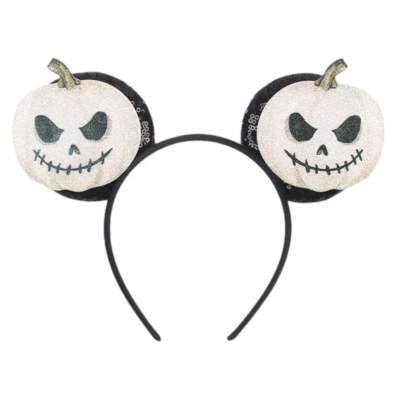 2025 Pirate Mickey Mouse Headband Bat Pumpkin Sequin Bow Halloween Disney Ears Hairband Festival Party Cosplay Hair Accessories