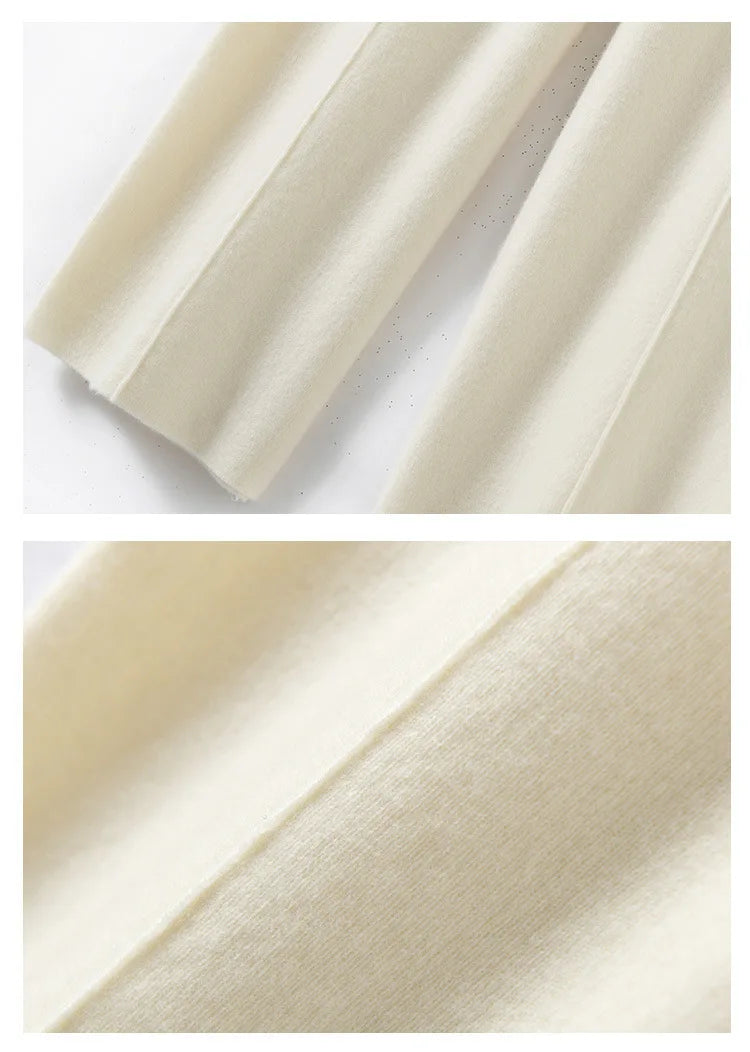 Autumn  New Korean Version Women's High-waisted Warm Knitted Wide-leg Straight-leg Pant Women's Solid-color Loose Wide-leg Pants