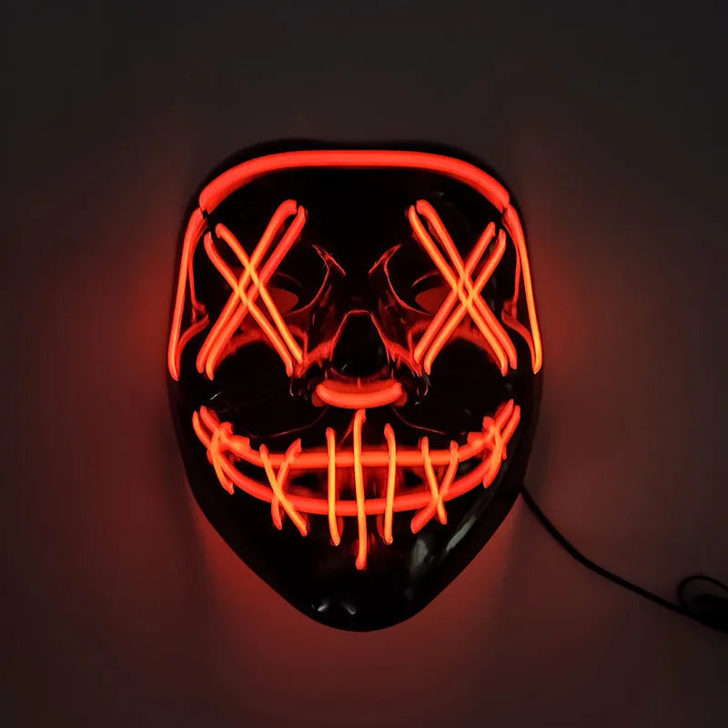 Halloween Neon Led Purge Mask Masque Masquerade Party Masks Light Grow in the Dark Horror Mask Glowing Masker