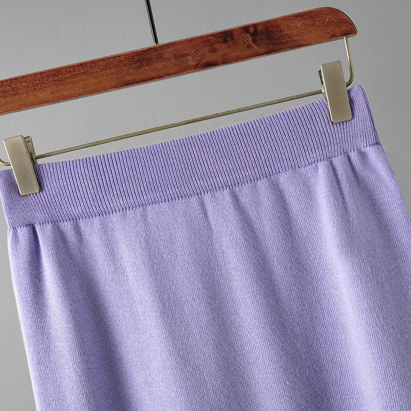 Autumn Women Split Knitted Skirt Suit Fashion Casual Loose Sweater Long Skirts 2 Piece Set Women Outifits Elegant Winter NS5967