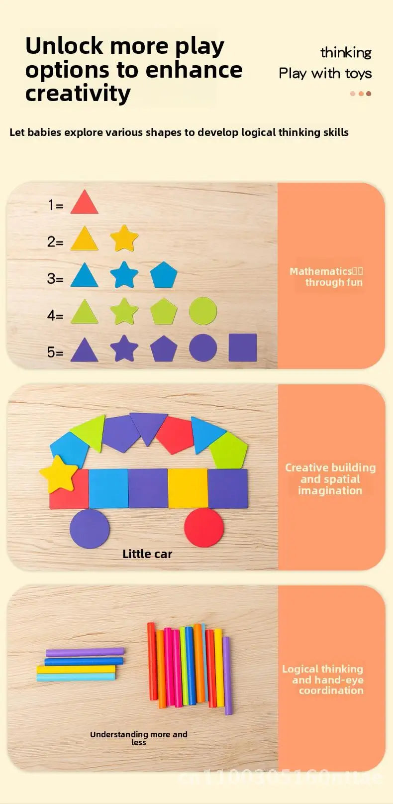 Montessori Wooden Early Education Toys for Babies 0-3 Years Rainbow Color Shape Matching Building Blocks for Intellectual
