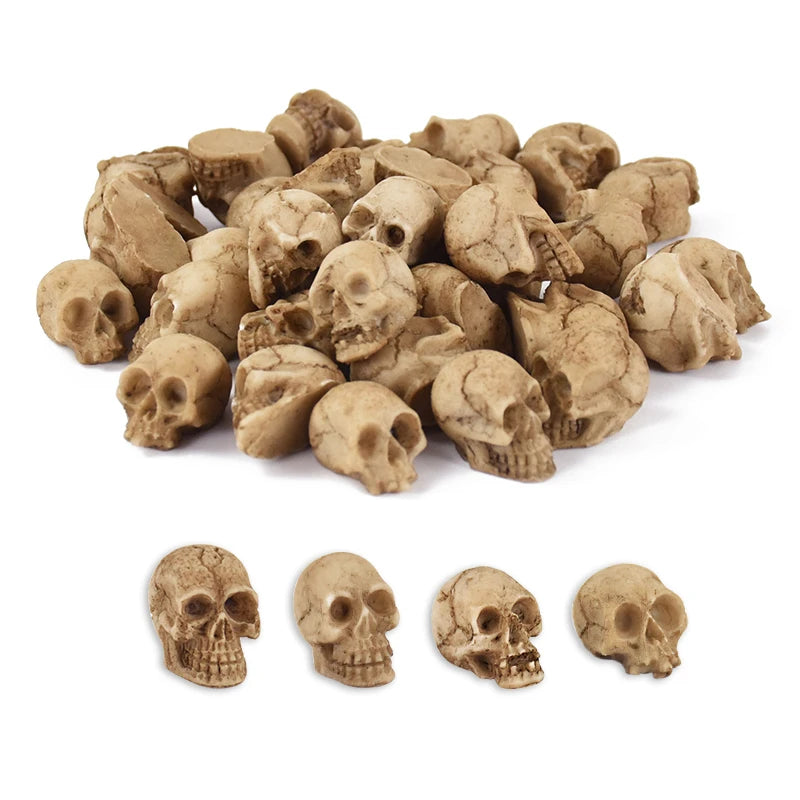 10/20pcs Halloween Skull Heads Scary Prank Props Small Resin Skeleton Ornament Halloween Party Haunted House Horror Decorations