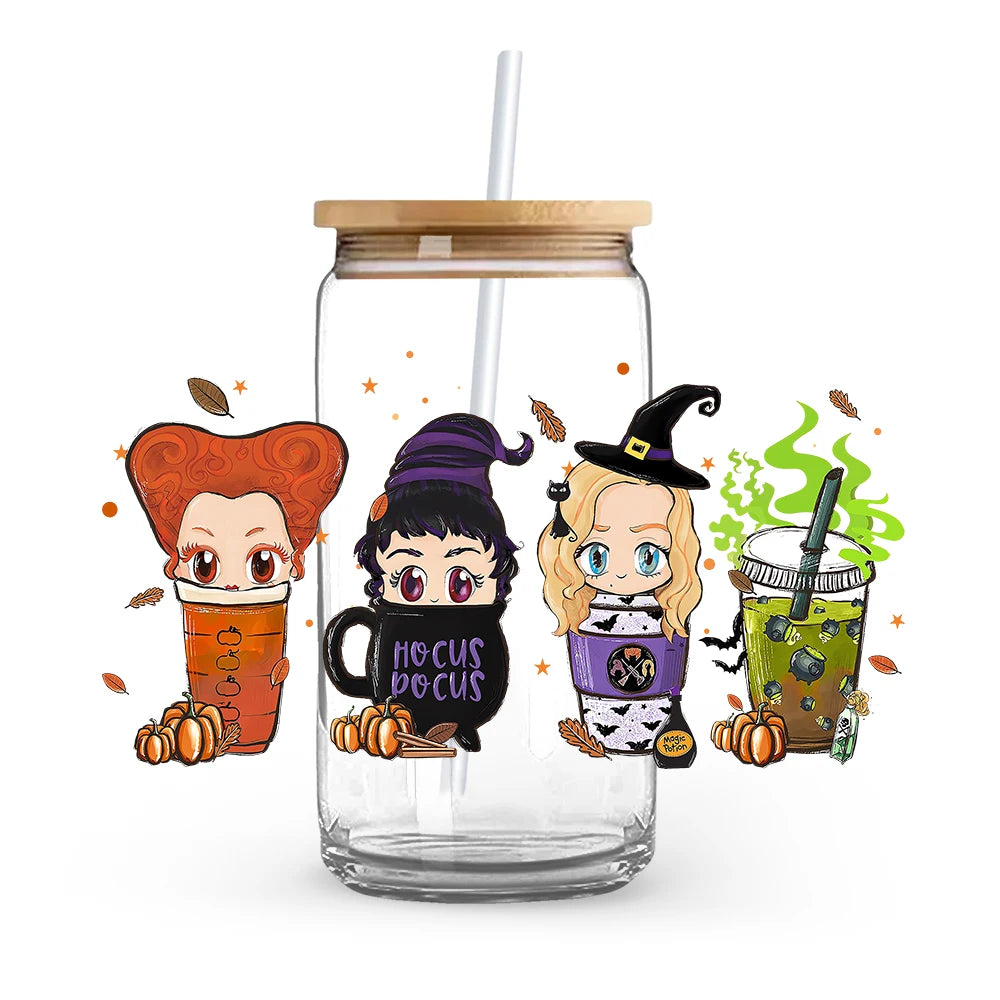 Princess Stitch Mickey Halloween Trick Treat Souvenir UV DTF Cup Wrap Self-Adhesive Individualized Cup Adornments