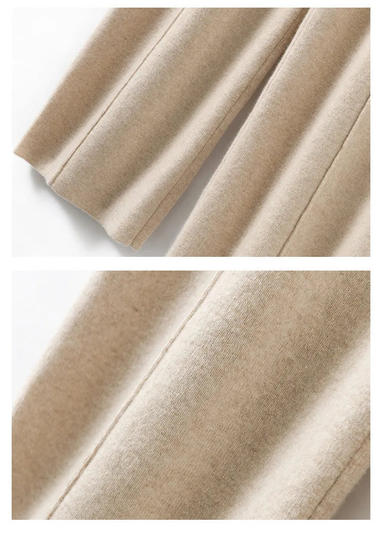 Autumn  New Korean Version Women's High-waisted Warm Knitted Wide-leg Straight-leg Pant Women's Solid-color Loose Wide-leg Pants