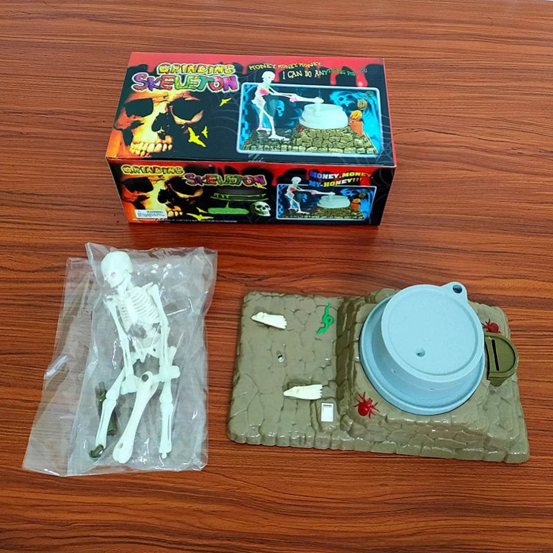 Skeleton Ghost Halloween Birthday Gift, Children's Music Light Skull Novelty Piggy Bank, Coin Cash Money Saving Box for Adults