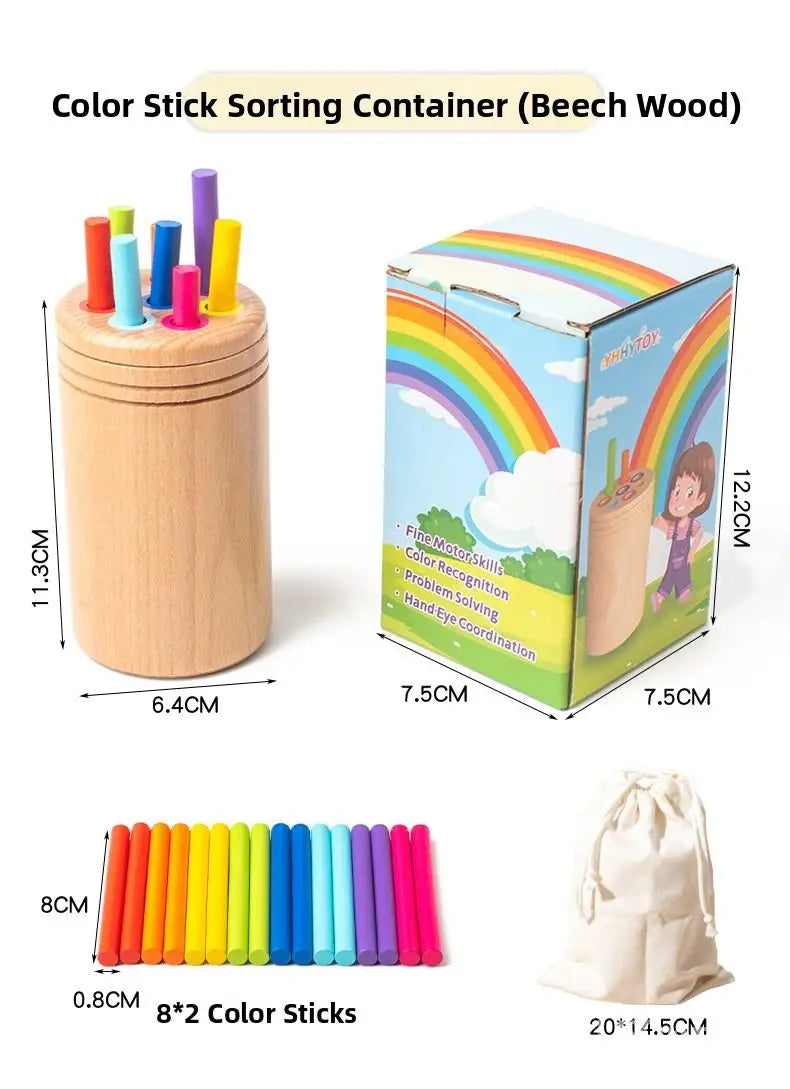 Montessori Wooden Early Education Toys for Babies 0-3 Years Rainbow Color Shape Matching Building Blocks for Intellectual