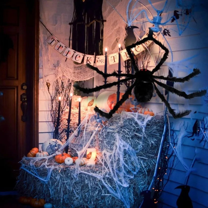 30-200cm Halloween Big Spider Halloween Decoration Horror Giant Black Spider Outdoor Halloween Props Simulated Spider toys
