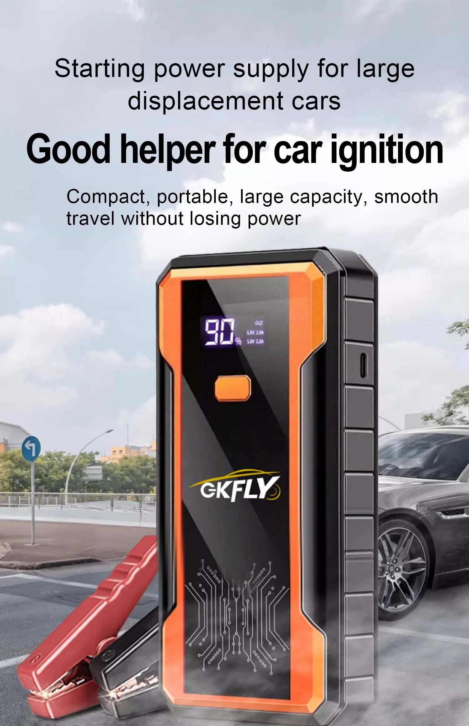 GKFLY 4000A Car Jump Starter Portable Power Bank 2000A Car Battery Booster 12V Auxiliary Starting Device for Diesel Gasoline