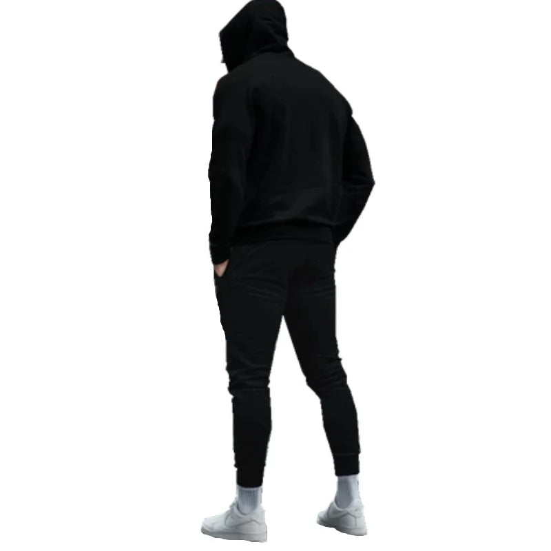 Autumn Men Casual 2PC Sets Trend Hoodie Tops Long Pants Warm Sweatshirts Daily Street Fashion Printed Sports Suit 2025