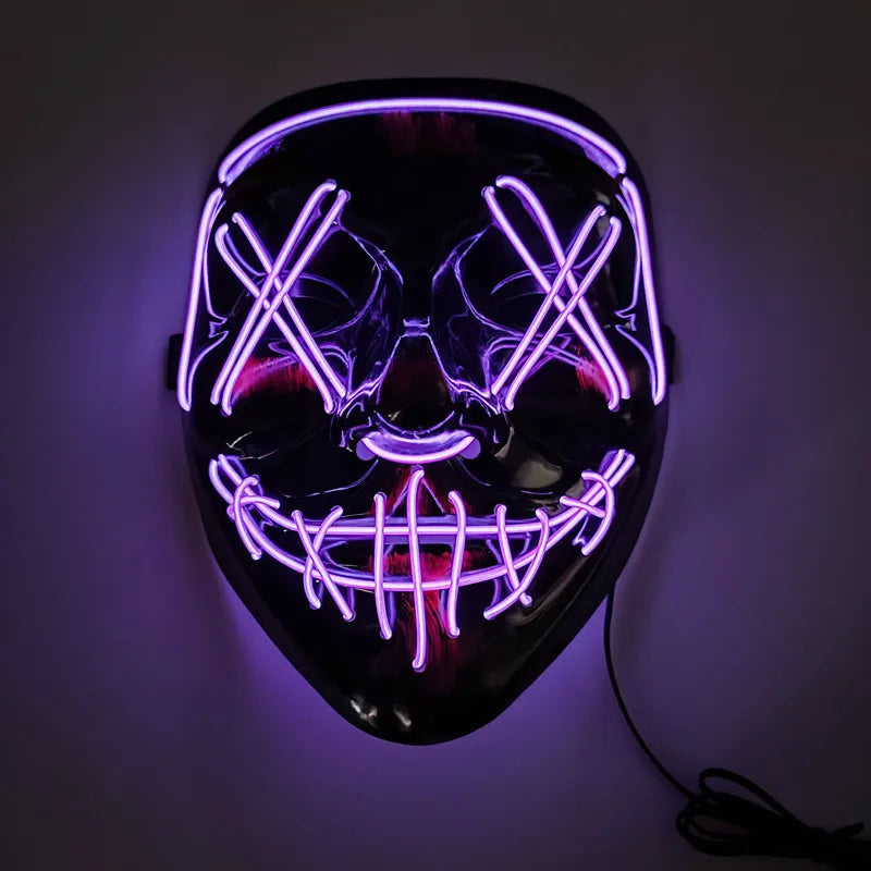 Halloween Neon Led Purge Mask Masque Masquerade Party Masks Light Grow in the Dark Horror Mask Glowing Masker