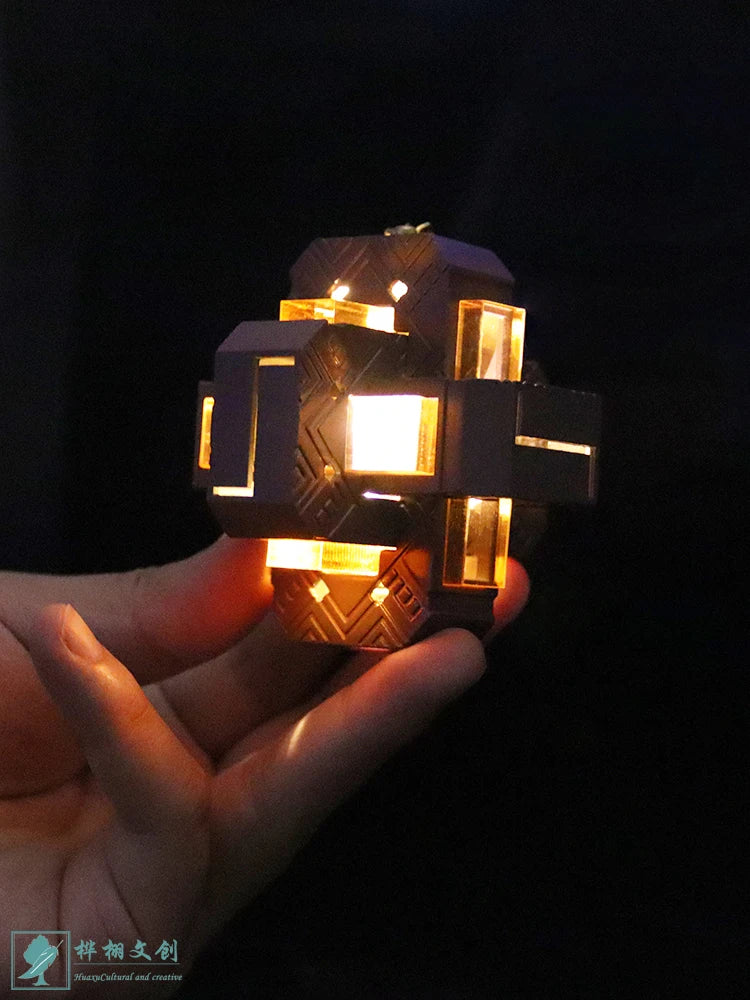 Anime Genshin Impact Zhong Li Element Keychain With Lamp Weapons Star Metal Model Pendant Decoration Halloween Gift for Kids