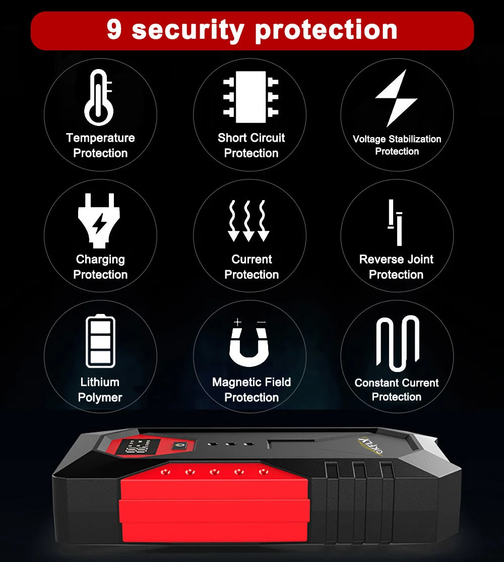 GKFLY 4000A Car Jump Starter Portable Power Bank 2000A Car Battery Booster 12V Auxiliary Starting Device for Diesel Gasoline