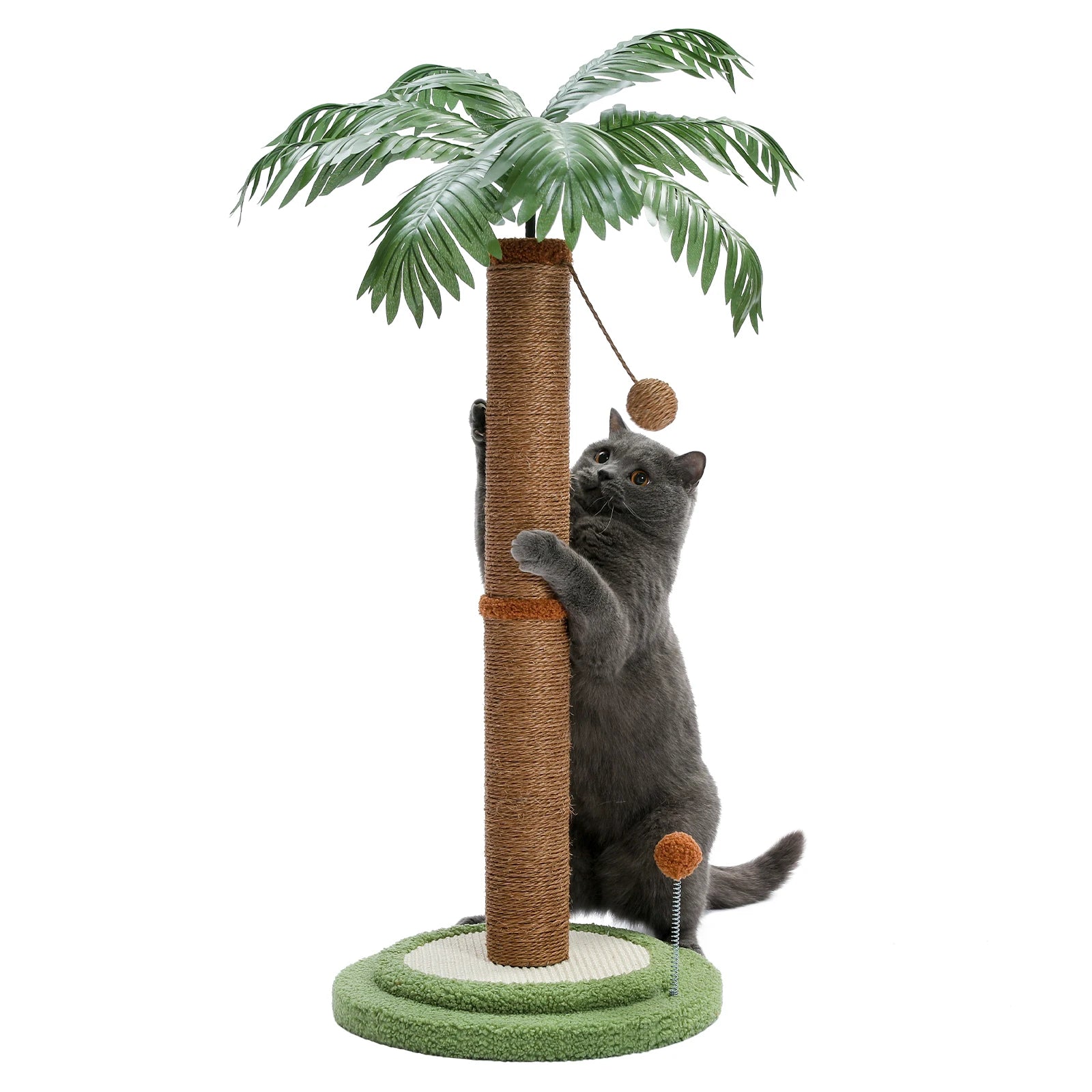 Cat Scratching Post with Spring Ball, Tall Cat Scratcher for Indoor Cats, Sisal Cat Scratch Post with Hanging Ball, Kitten Toys