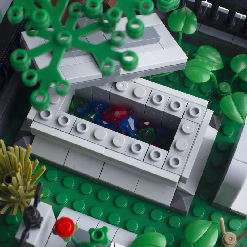 City Halloween Cemetery Scene Skeleton Soldier Figures Building Blocks Zombie Grave Ghost Plant Pumpkin MOC Bricks Kids Toy Gift