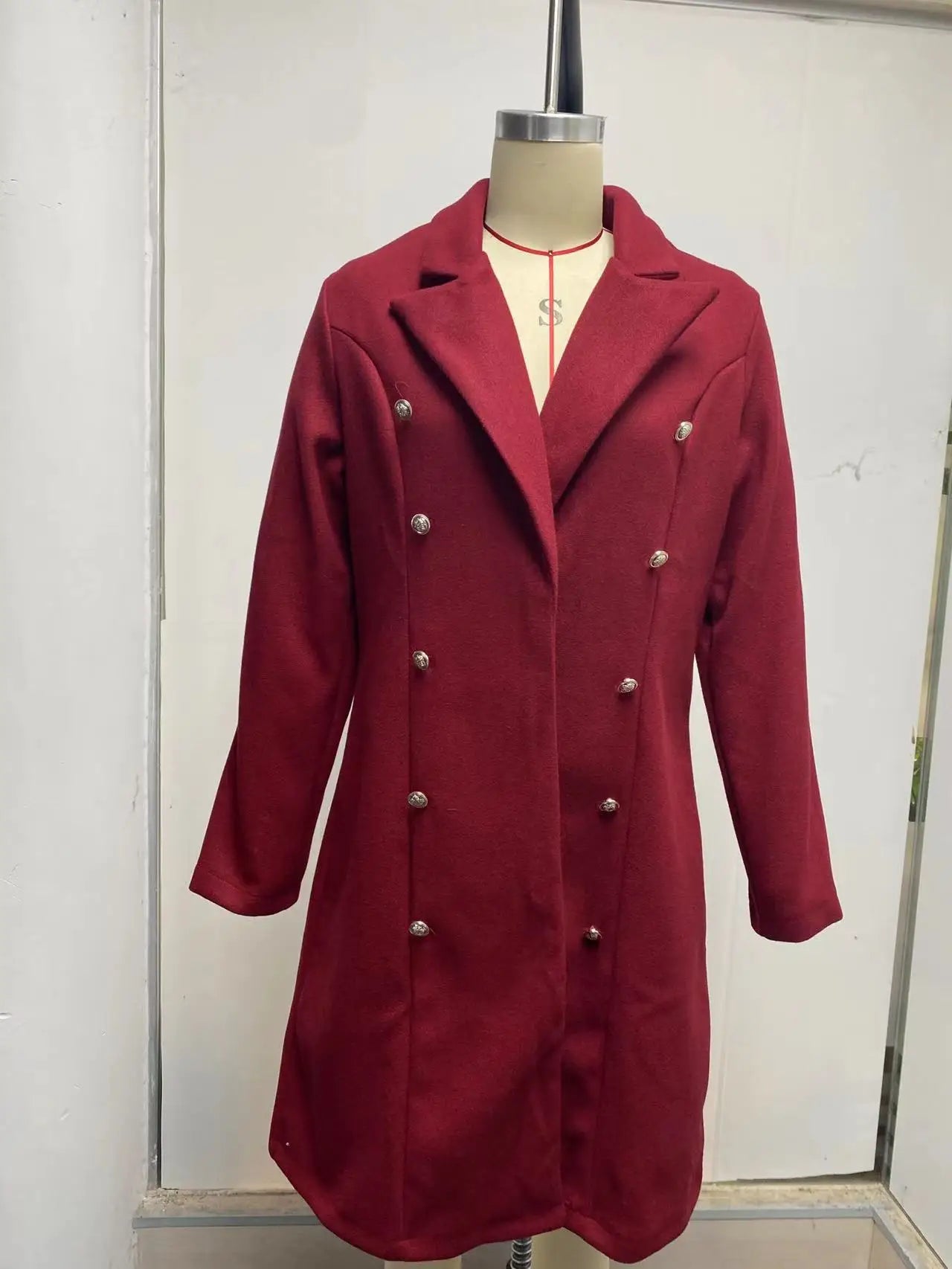 Autumn and Winter Women's Wear Versatile New Europe and America Autumn and Winter Long sleeved Double breasted Woolen Coat Coat