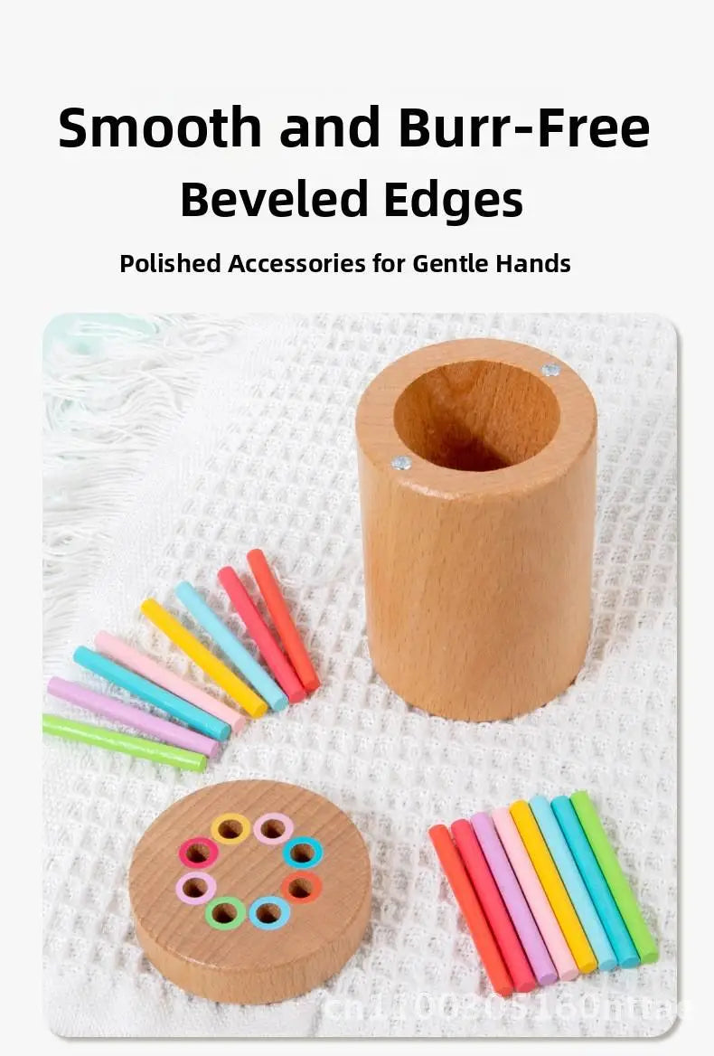 Montessori Wooden Early Education Toys for Babies 0-3 Years Rainbow Color Shape Matching Building Blocks for Intellectual