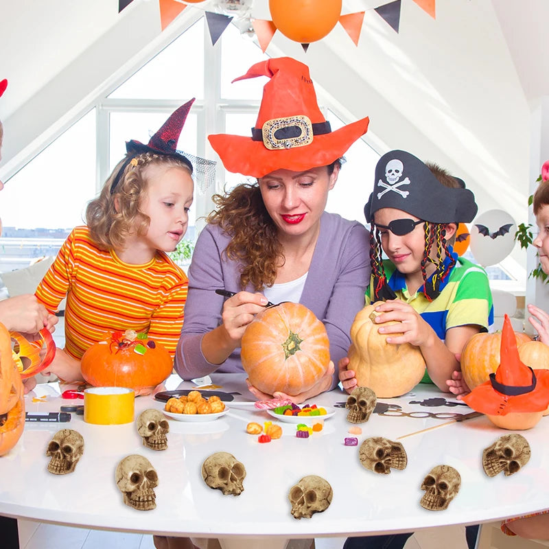 10/20pcs Halloween Skull Heads Scary Prank Props Small Resin Skeleton Ornament Halloween Party Haunted House Horror Decorations