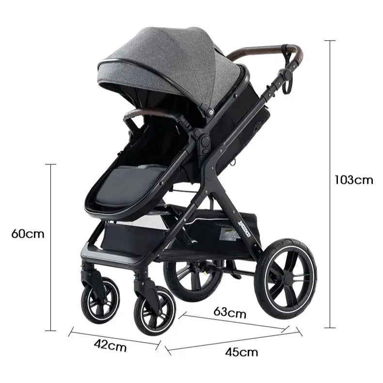 New Luxury Baby Stroller 3 in 1 Portable Travel Baby Carriage Fold Pram High Landscape Aluminum Frame Newborn Infant Stroller