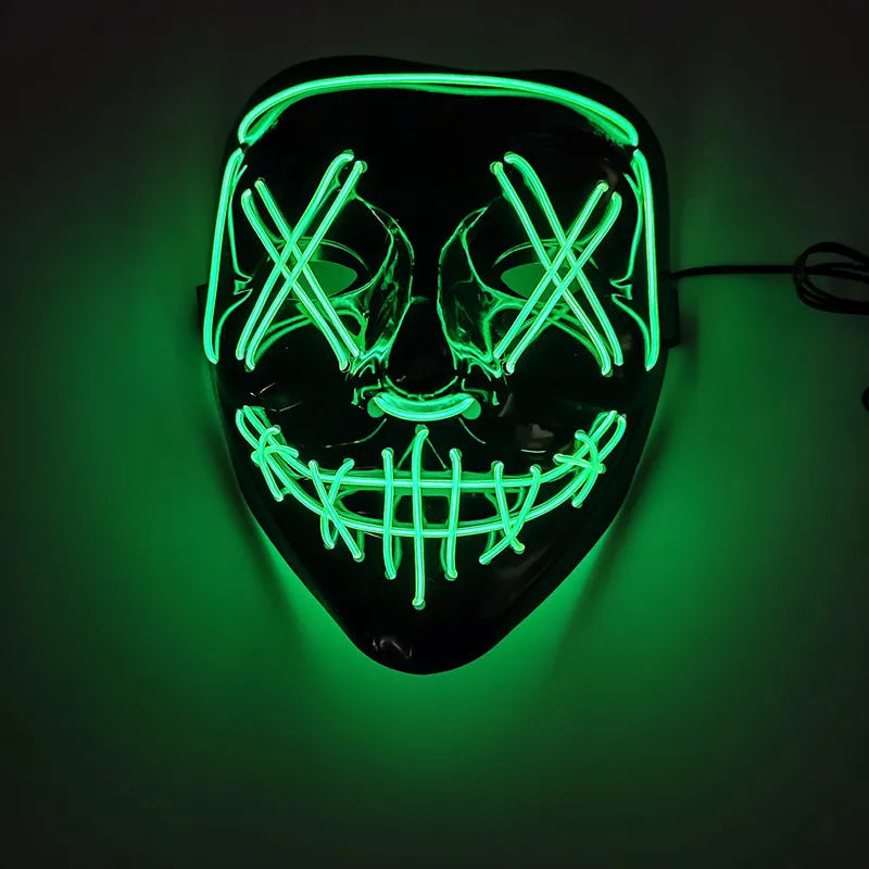 Halloween Neon Led Purge Mask Masque Masquerade Party Masks Light Grow in the Dark Horror Mask Glowing Masker