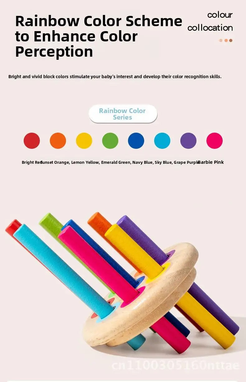 Montessori Wooden Early Education Toys for Babies 0-3 Years Rainbow Color Shape Matching Building Blocks for Intellectual