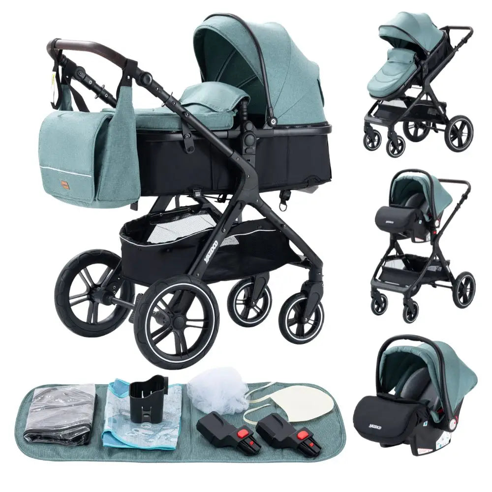 New Luxury Baby Stroller 3 in 1 Portable Travel Baby Carriage Fold Pram High Landscape Aluminum Frame Newborn Infant Stroller