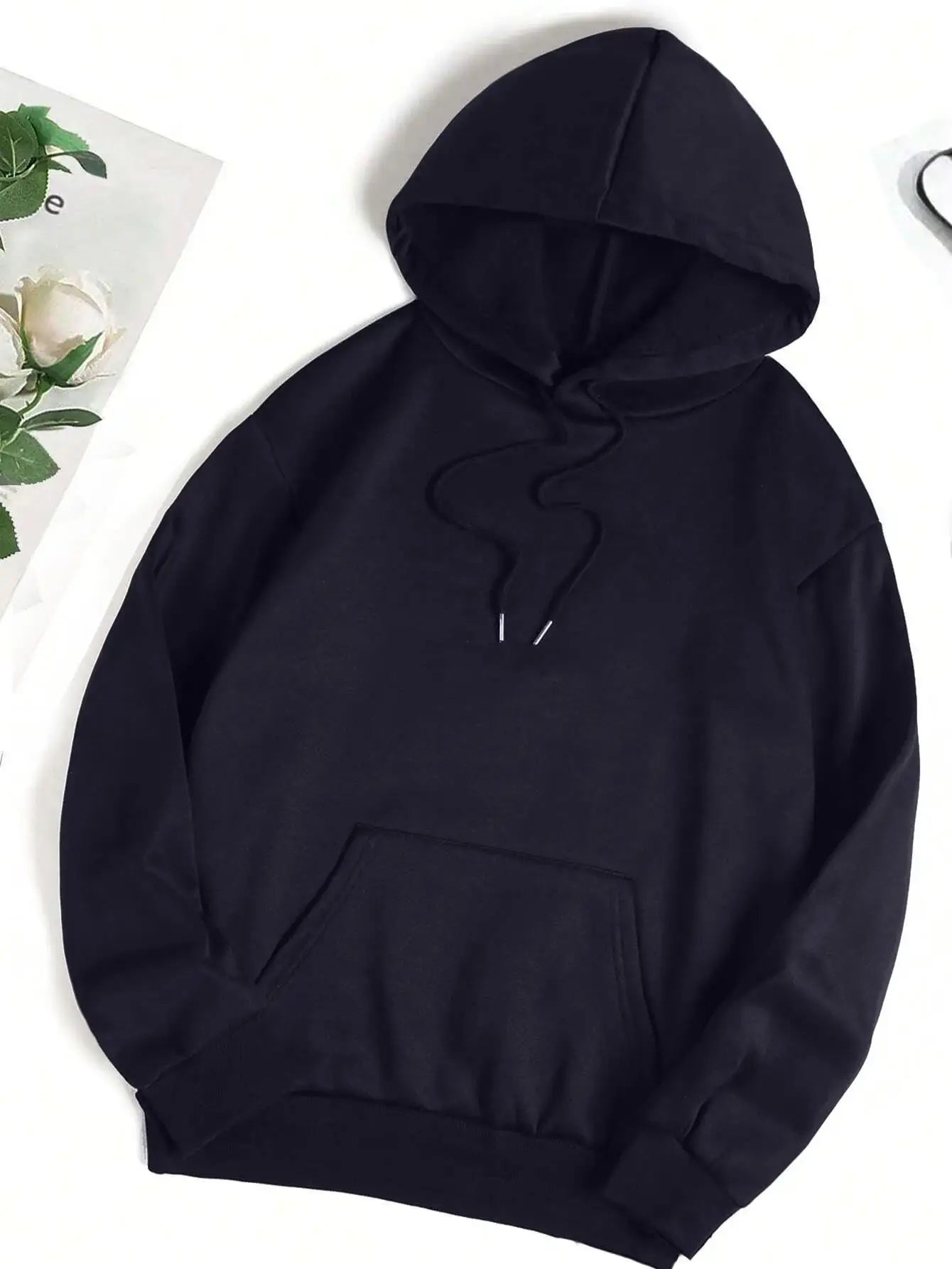 Autumn Solid hoodies for man Crewneck Trendy Sweatshirt Soft Loose Basics Clothes Vintage Hip Hop Streetwear Unisex Fleece Top