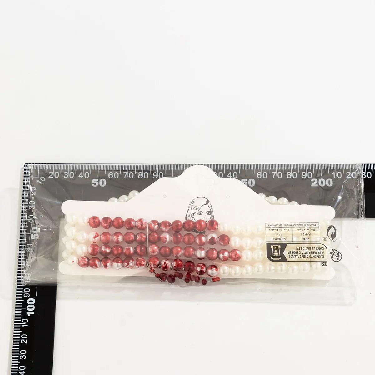 Multilayer Vintage Red Blood Pattern Imitation Pearl Tassel Pendant Necklace for Women Goth Crystal Bead Chain Halloween Jewelry