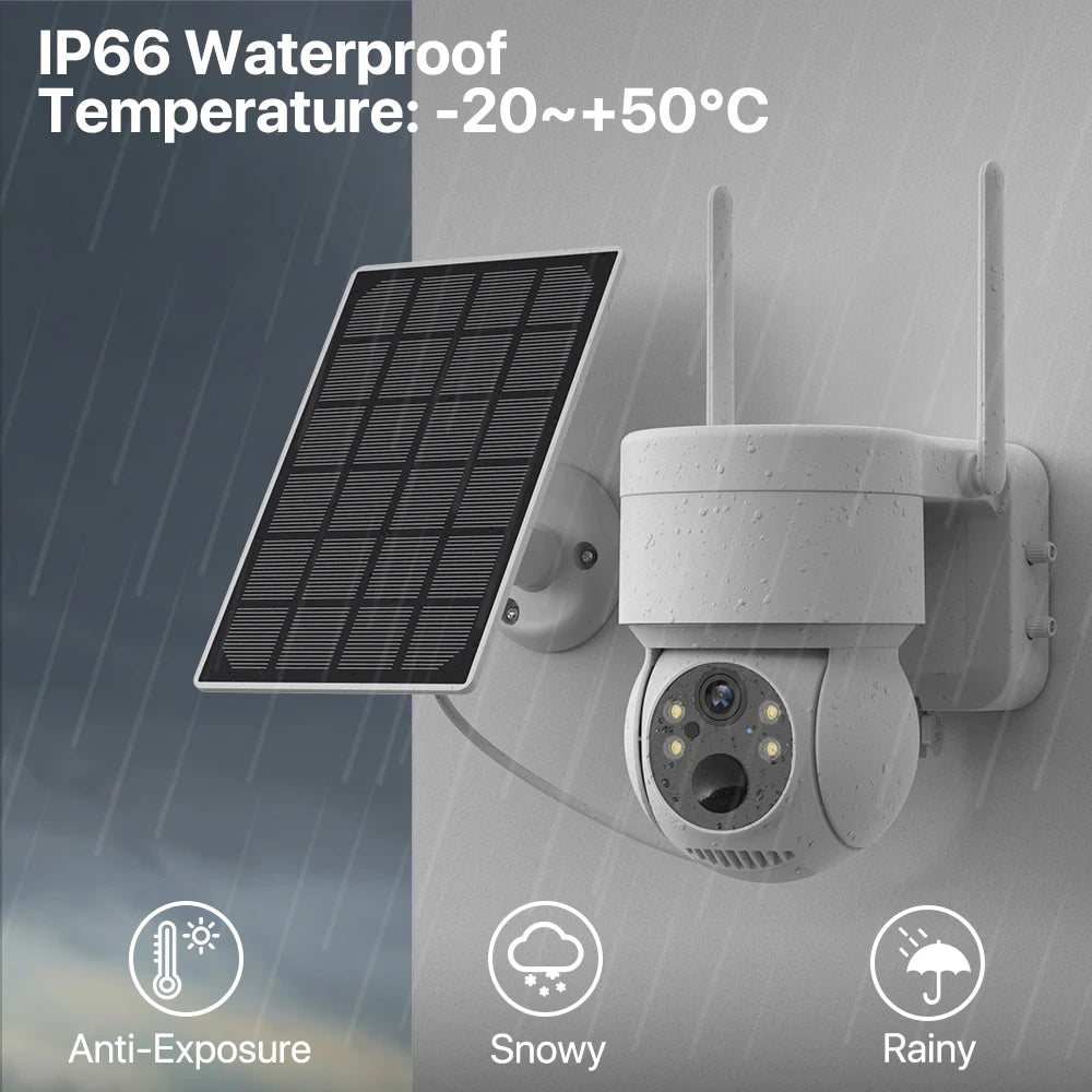 Built-in Battery WiFi PTZ 4MP Outdoor Wireless Solar IP Camera 10X Zoom 1080P Video Surveillance Camera Long Time Standby iCSee