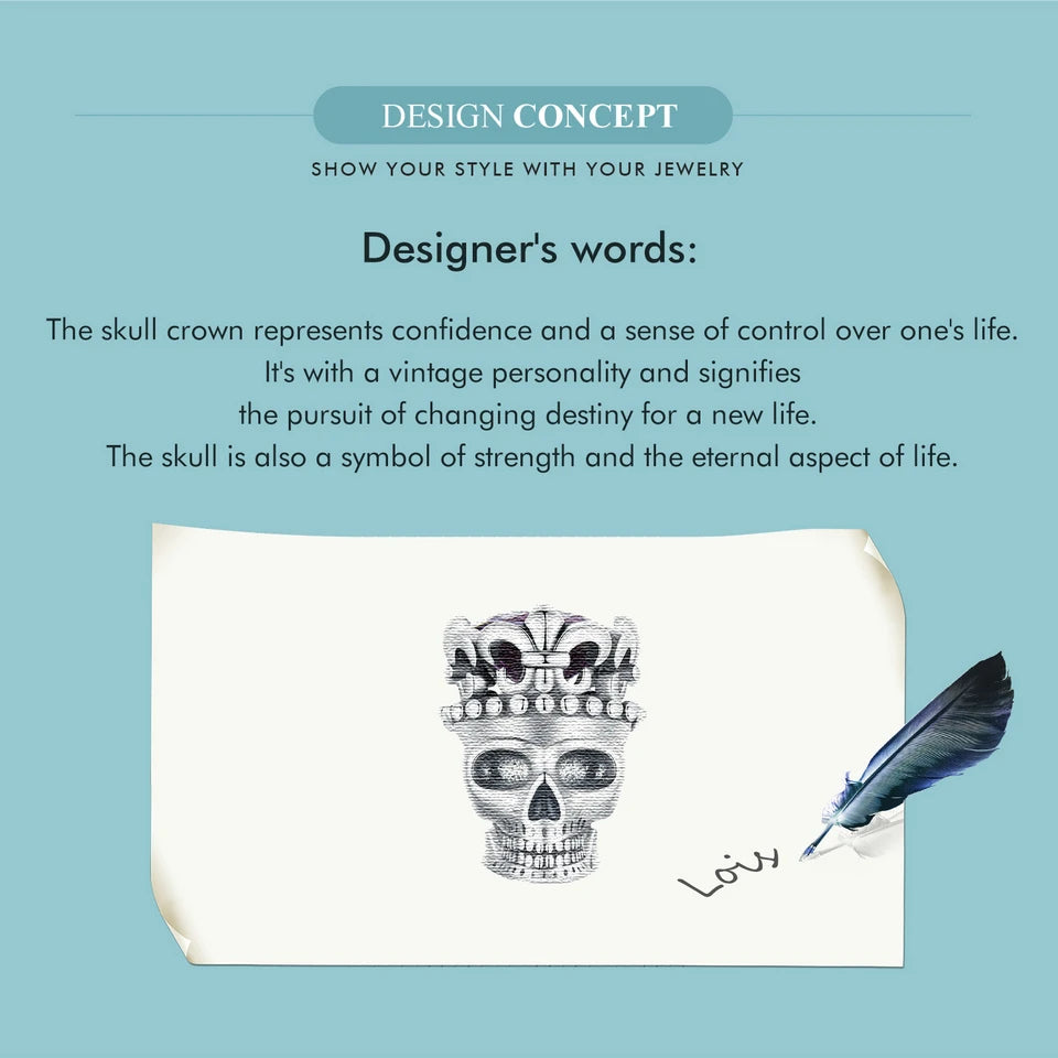 BAMOER 925 Sterling Silver Skull Beads Crown Charms for Women Halloween Jewelry Gift Bracelet Necklace DIY Accessories