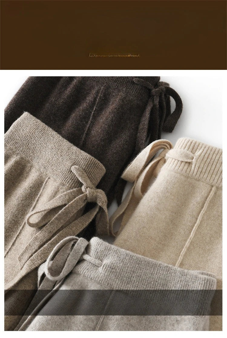 Autumn  New Korean Version Women's High-waisted Warm Knitted Wide-leg Straight-leg Pant Women's Solid-color Loose Wide-leg Pants