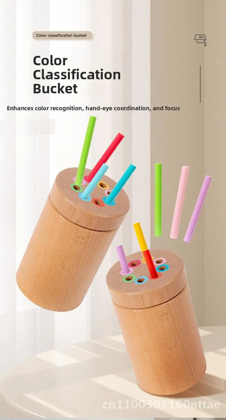 Montessori Wooden Early Education Toys for Babies 0-3 Years Rainbow Color Shape Matching Building Blocks for Intellectual