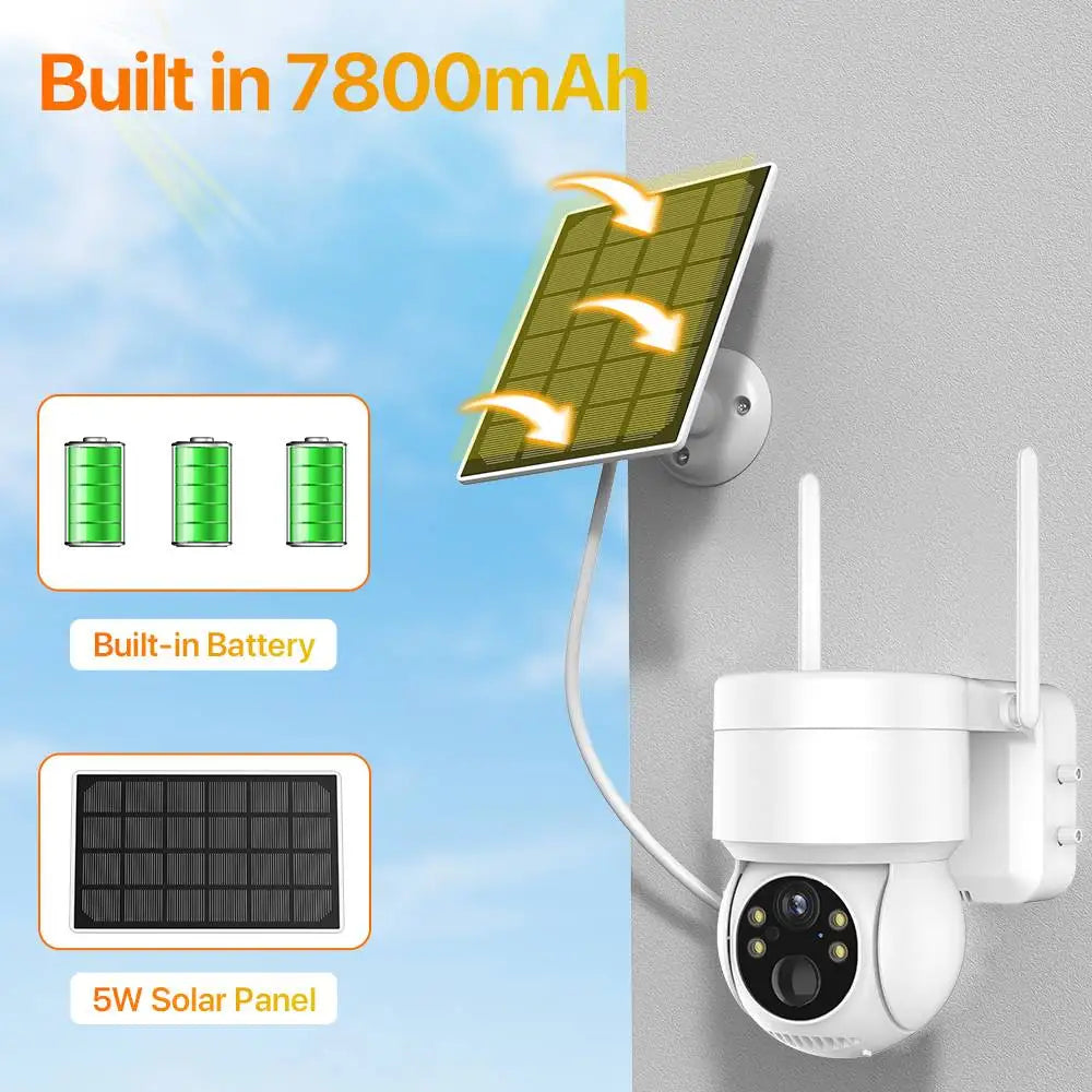 Built-in Battery WiFi PTZ 4MP Outdoor Wireless Solar IP Camera 10X Zoom 1080P Video Surveillance Camera Long Time Standby iCSee