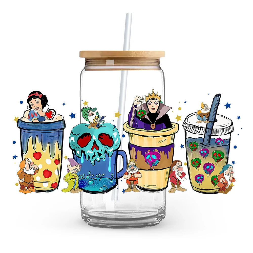 Princess Stitch Mickey Halloween Trick Treat Souvenir UV DTF Cup Wrap Self-Adhesive Individualized Cup Adornments