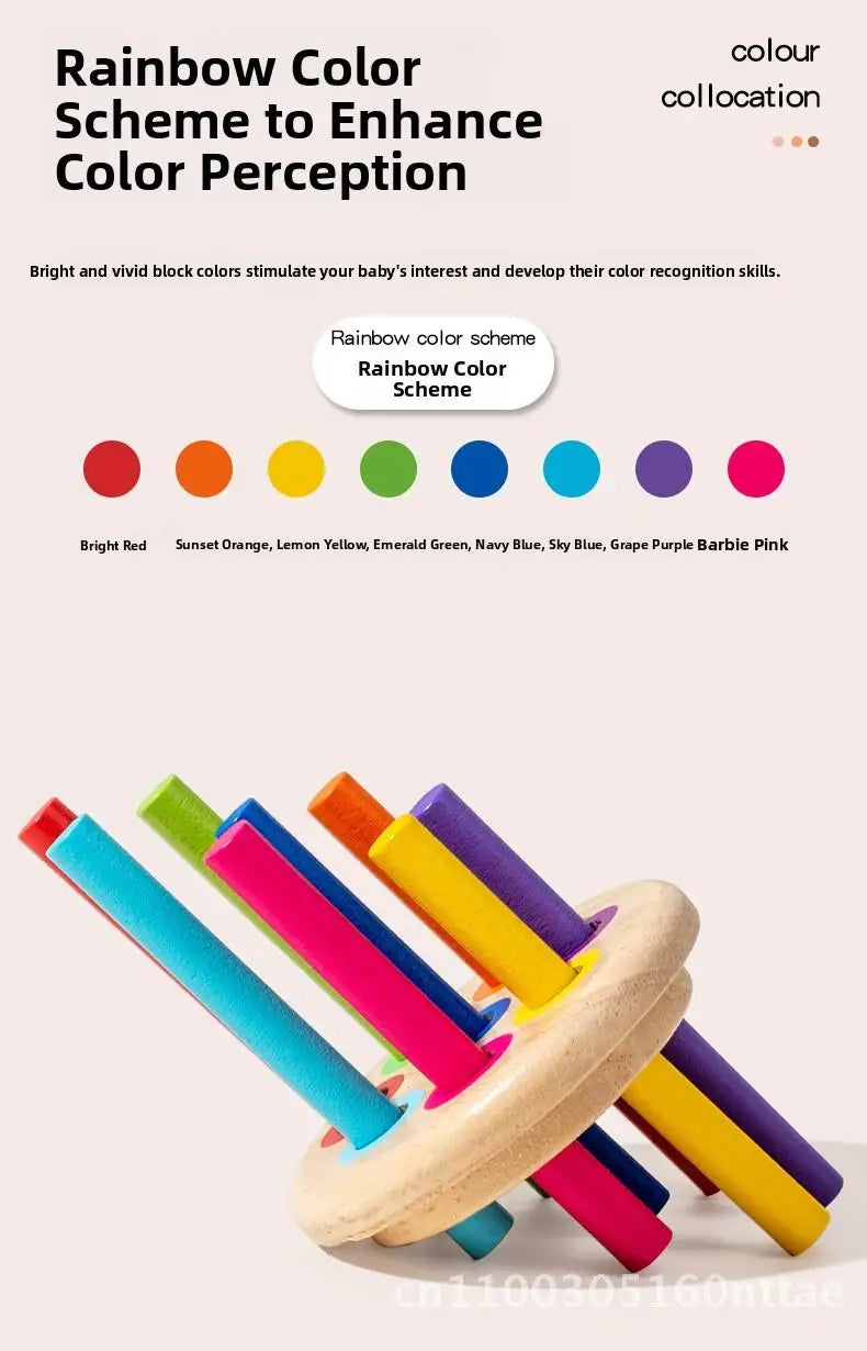 Montessori Wooden Early Education Toys for Babies 0-3 Years Rainbow Color Shape Matching Building Blocks for Intellectual