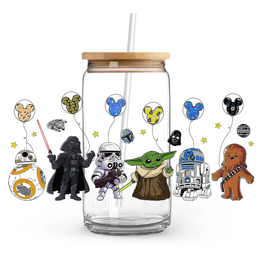 Princess Stitch Mickey Halloween Trick Treat Souvenir UV DTF Cup Wrap Self-Adhesive Individualized Cup Adornments